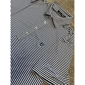 RLX Ralph Lauren Men's Golf Polo Shirt Wicking Small Navy Blue/White Striped